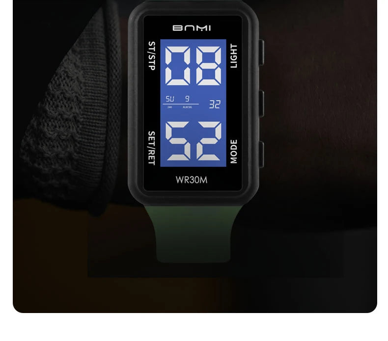 2025 Reloj electrónico deportivo rectangular para hombre, resistente al agua, alarma de luz nocturna, reloj Digital ligero y portátil para hombre