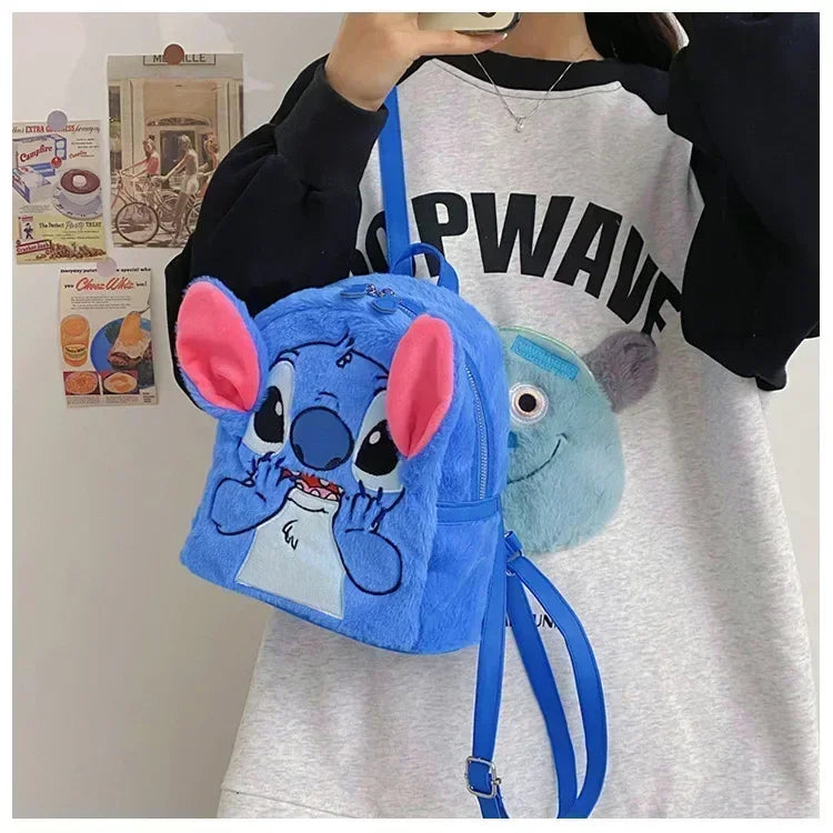 Mochila de Peluche Stitch 2026, Mochila Escolar Japonesa Azul con Diseño Divertido de Stitch, Mochila de Gran Capacidad para Estudiantes, Bolsa de Jardín de Infancia, Regalo para Niños