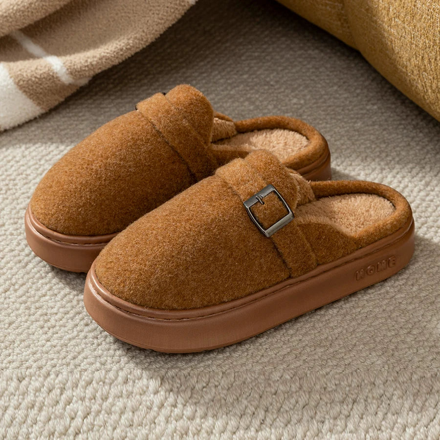 Zapatillas de interior de invierno para mujer, suela suave y cálida, cómodas, antideslizantes para exteriores, adecuadas para parejas, zapatos de casa a la moda para dormitorio