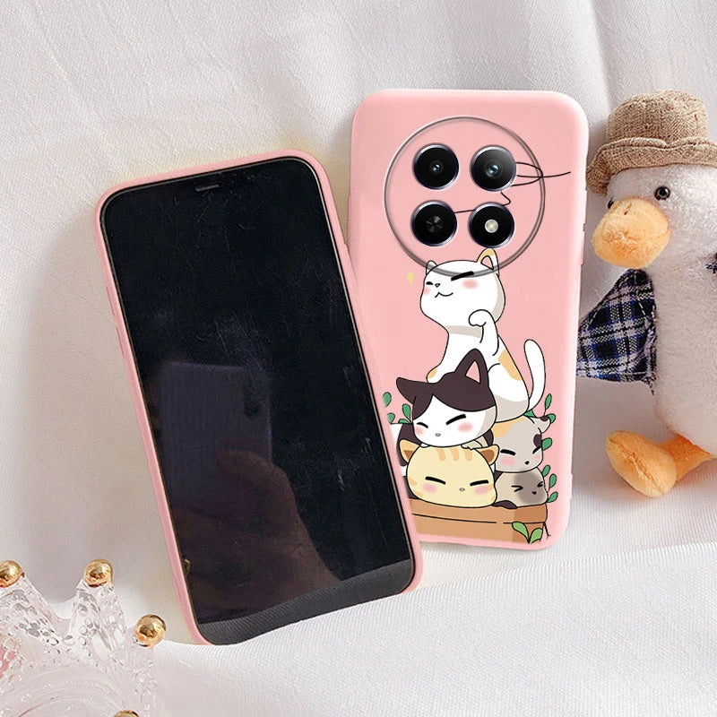 Funda para Realme 12 4G 12 + 13 + Plus 13 Pro + Plus 5G bonita funda trasera con forma de corazón y flor de silicona suave mate Fundas protectoras de dibujos animados