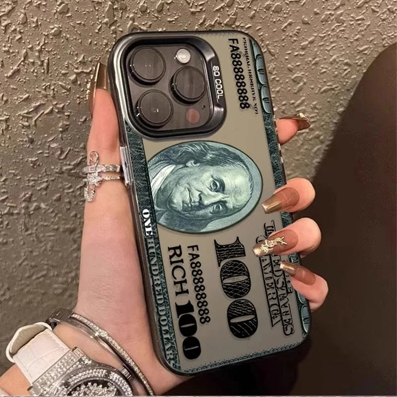 Funda de teléfono de PC con diseño Popular de dólar para iPhone 15 16 14 Plus 16E 13 12 Pro Max, cubierta dura mate a prueba de golpes para teléfono USD