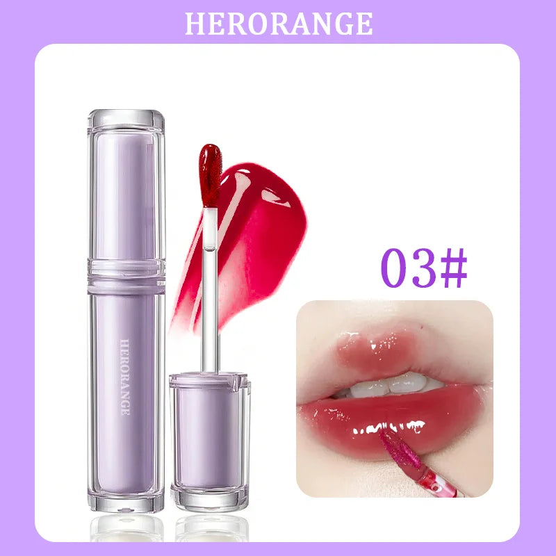 Brillo Labial Herorange Iced Tea, Hidratante, No Reseca, Aumenta el Volumen de los Labios, Estilo Coreano para Maquillaje Diario Natural
