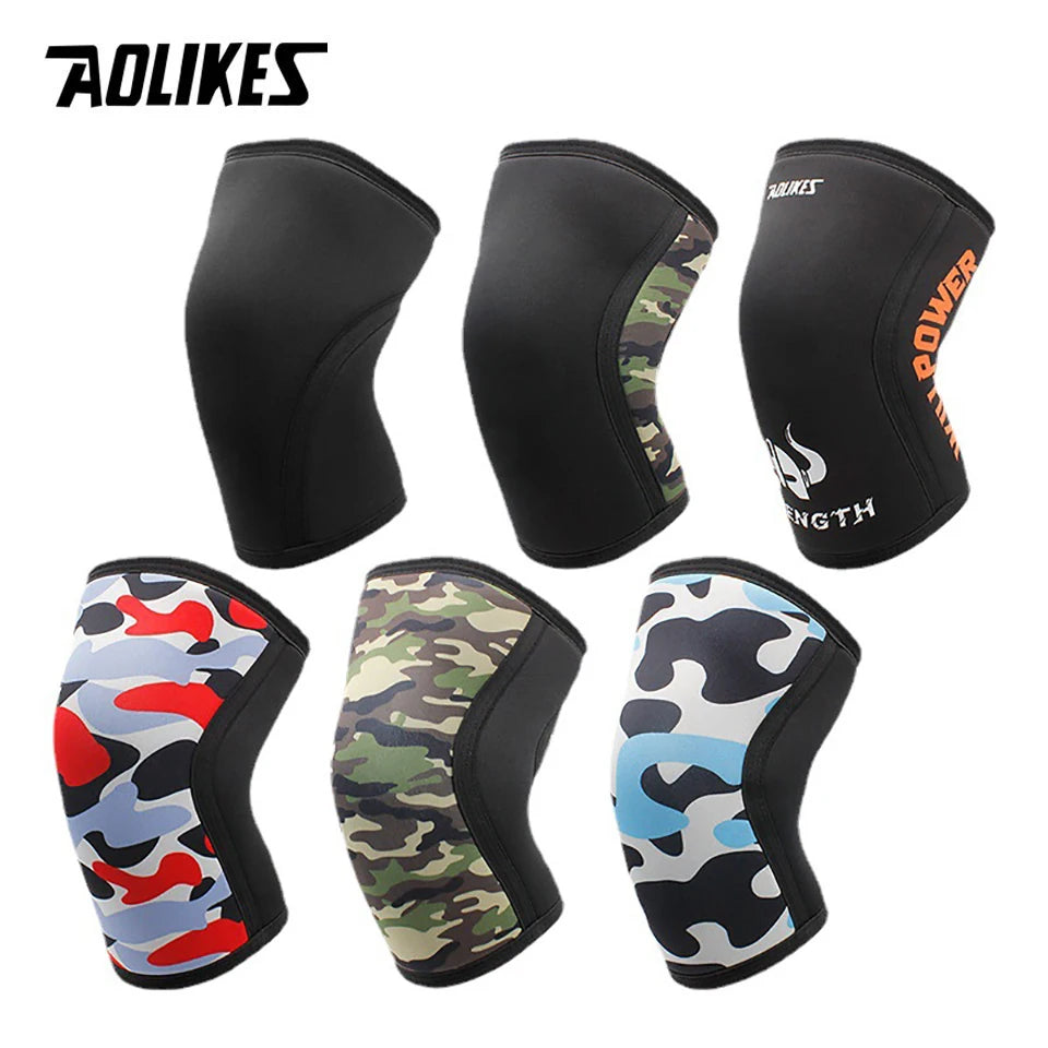 AOLIKES 1 par de rodilleras deportivas de neopreno de 7mm, rodilleras de compresión para levantamiento de pesas, rodilleras de entrenamiento para Crossfit presurizadas, soporte para mujeres y hombres