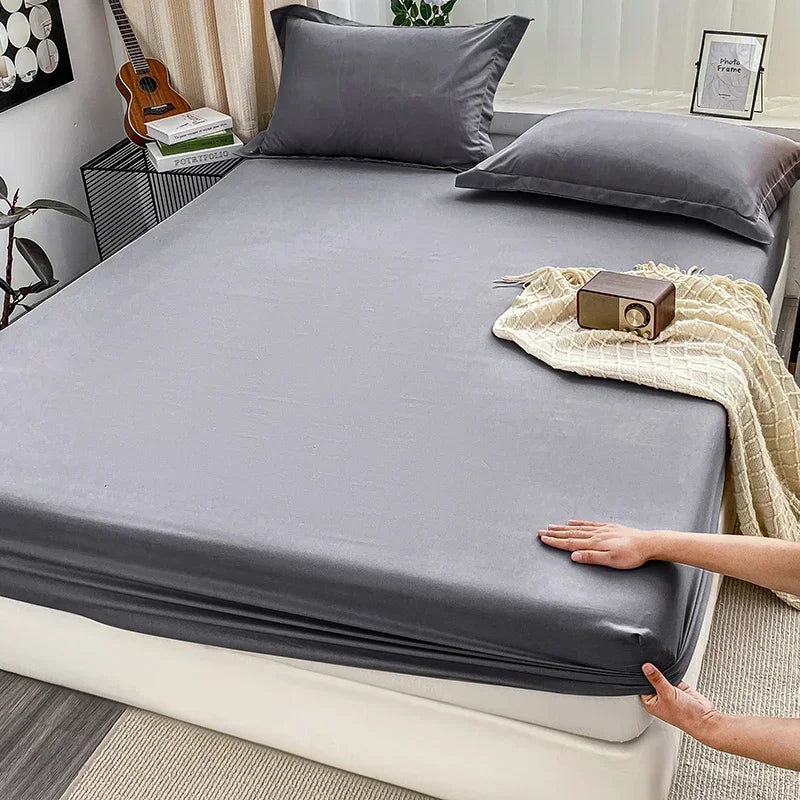 Sábana bajera cepillada de color sólido de primera calidad, tejido de satén ultrasuave para noches acogedoras: ropa de cama hipoalergénica y de fácil cuidado
