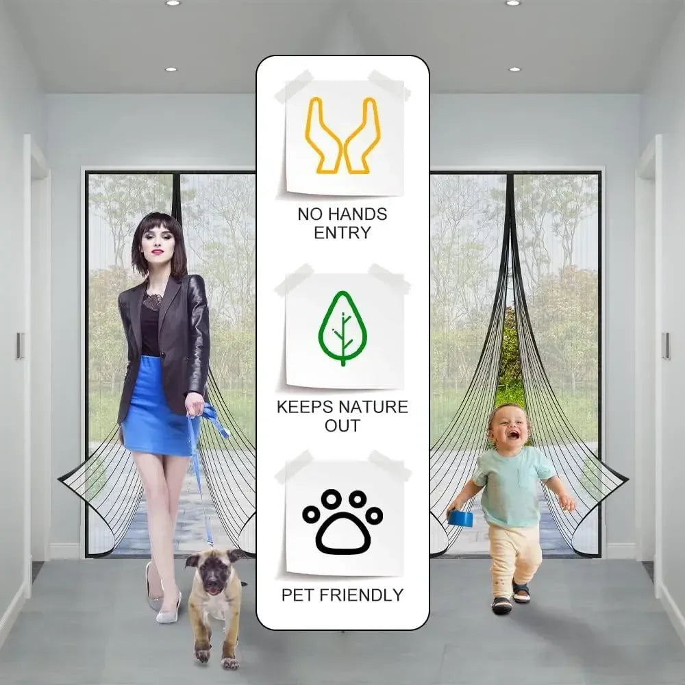 Cortina de malla para puerta con pantalla magnética de alta resistencia, mosquitera, partición manos libres, cortina de puerta a rayas silenciosa, ventilación para dormitorio