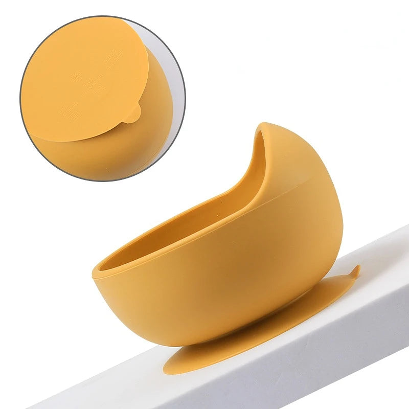 Juego de alimentación de silicona para bebé, cuenco de silicona, plato de comedor, cuchara, tenedor, platos para niños, vajilla de silicona sin BPA, 3/4/5 Uds.