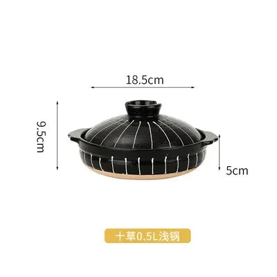 Cazuela de cerámica de estilo japonés, olla pequeña negra, cacerola de arcilla, utensilios de cocina para el hogar, suministros de cocina, olla para sopa, 1 Uds.