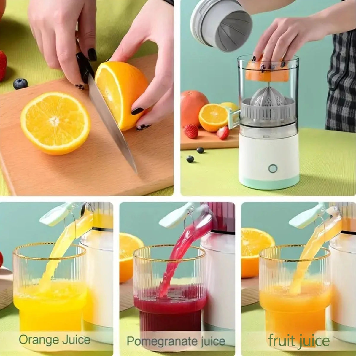 Exprimidor de cítricos eléctrico portátil, máquina exprimidora de zumo de naranja con carga USB, licuadora de frutas y limón, mezclador exprimidor fresco automático