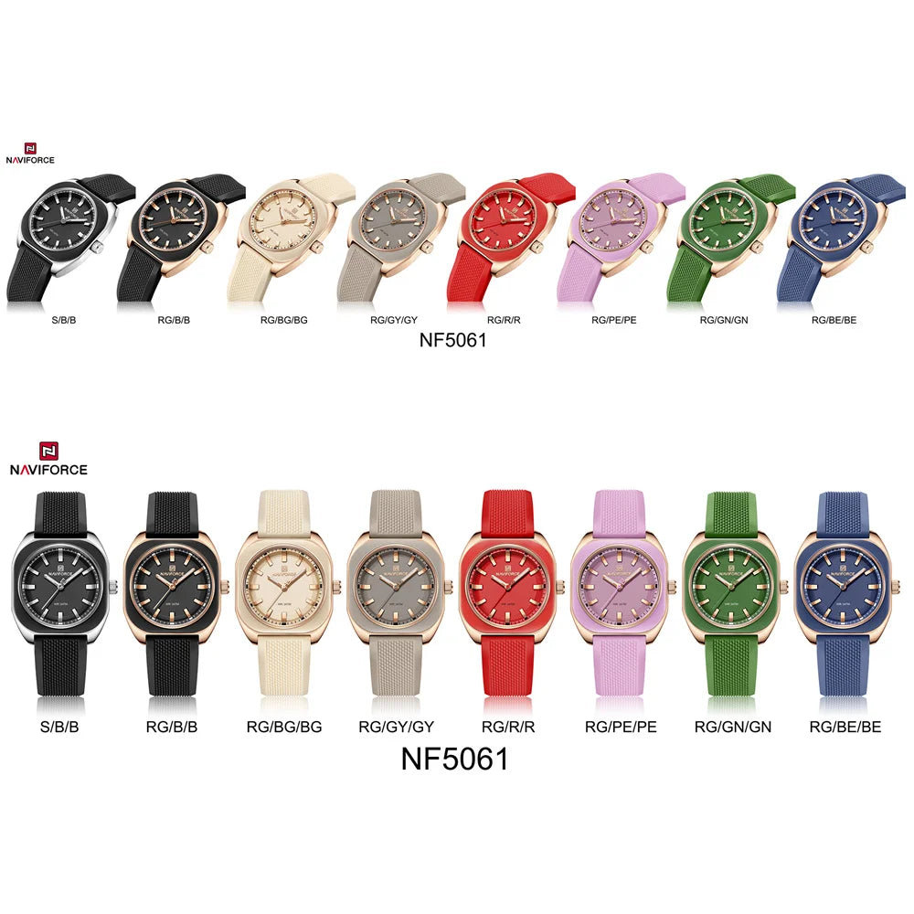NAVIFORCE, reloj para mujer, marca superior, moda de lujo, reloj de pulsera Original para mujer y niña, pulsera de goma de silicona, reloj informal para mujer 5061