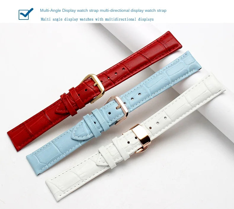 10mm 12mm 14mm 15mm 16mm 18m blanco rojo rosa para Casio Tissot correa de cuero genuino correa de reloj de mujer accesorios de pulsera