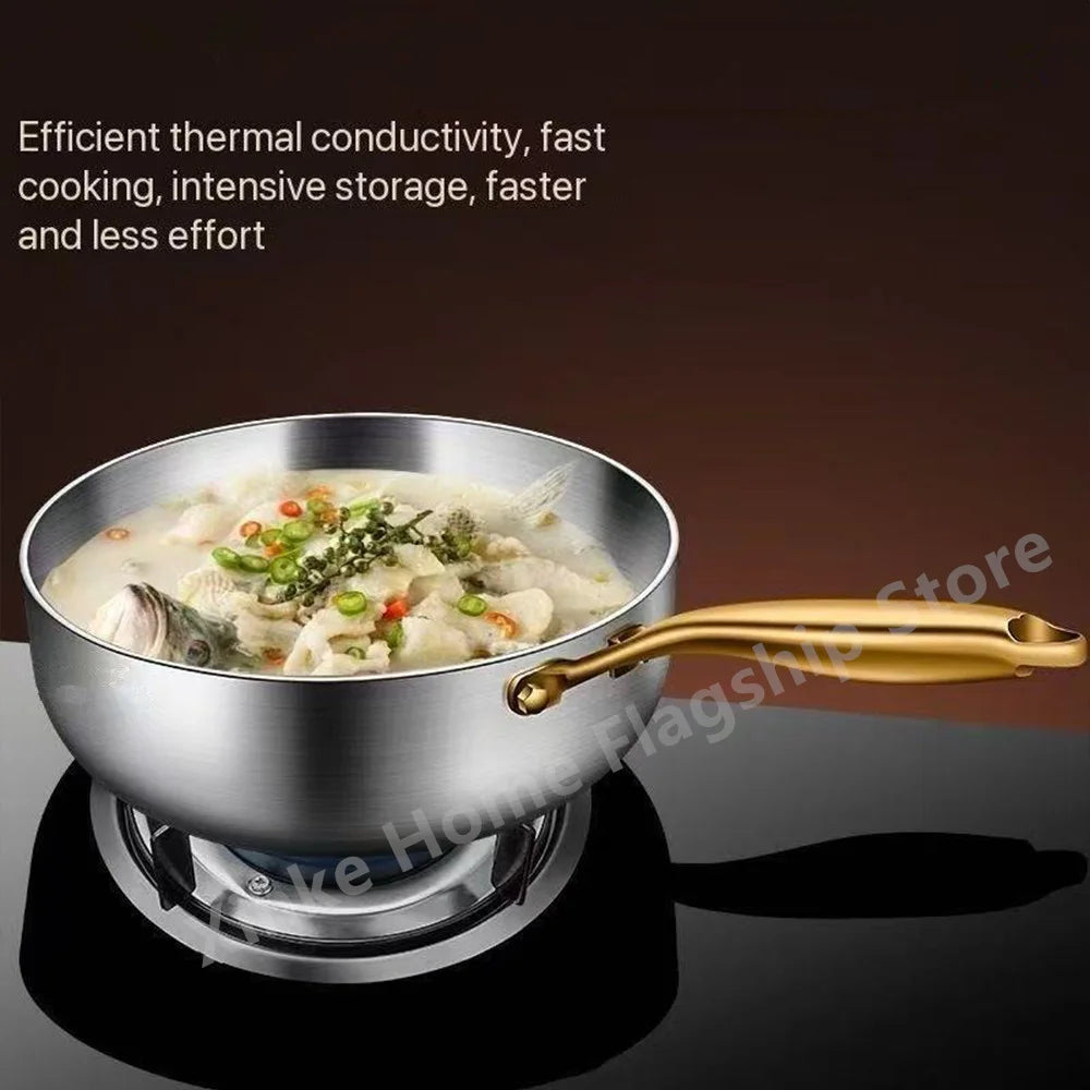 Sartén de acero inoxidable 316, Wok sin recubrimiento aprofundado, sartenes antiadherentes, estufa de Gas, Cocina de Inducción, utensilios de cocina universales