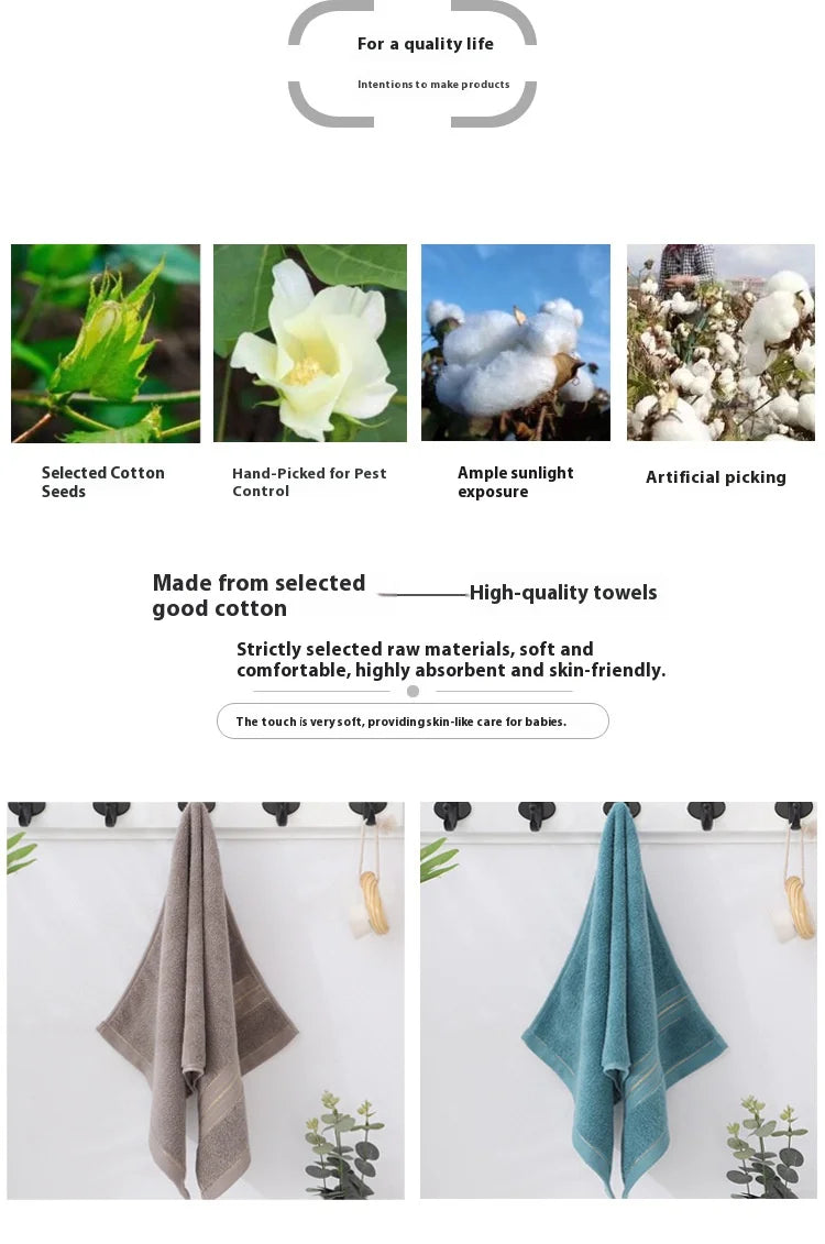 Toalla facial totalmente de algodón Clase A, Jacquard absorbente grueso, poliéster, algodón, agradable para la piel, Toalla de baño de algodón puro, toalla para adultos