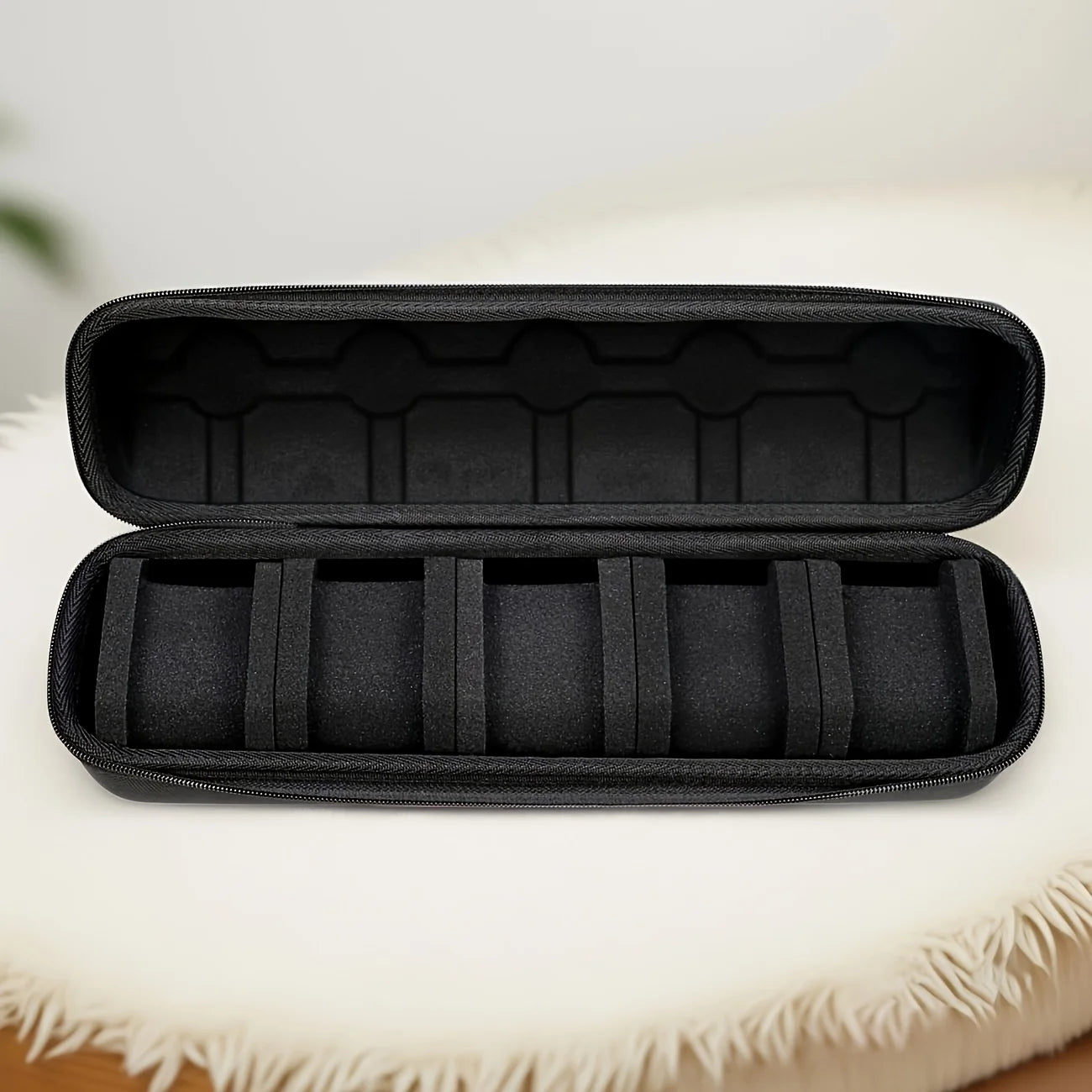 Organizador de relojes resistente con tapa abatible, caja de almacenamiento de relojes con 5 ranuras, Interior resistente a los arañazos, caja de reloj portátil, 1 ud.