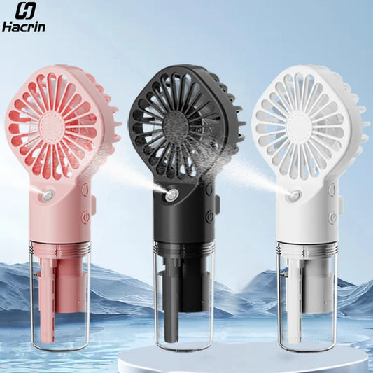 Tragbarer Luftbefeuchter-Ventilator, tragbarer Mini-Nebelventilator, USB-wiederaufladbarer Handventilator mit Luftbefeuchter, tragbarer Mini-Handventilator mit Wassersprühfunktion