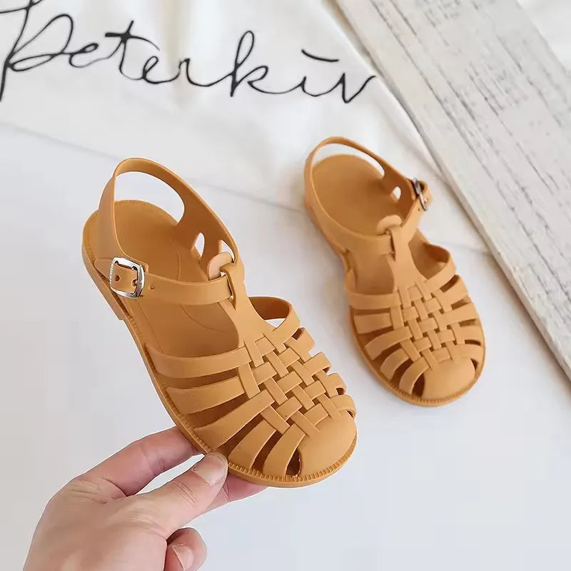 Sandalias de Playa para Niñas, Estilo Gladiador, Suaves, Antideslizantes, Tipo Jelly, Planas, Retro, Romanas, para el Verano