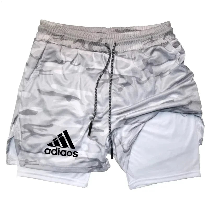Pantalones cortos de compresión para hombre, pantalones cortos deportivos de entrenamiento para correr, pantalones cortos de secado rápido para gimnasio de verano en uno