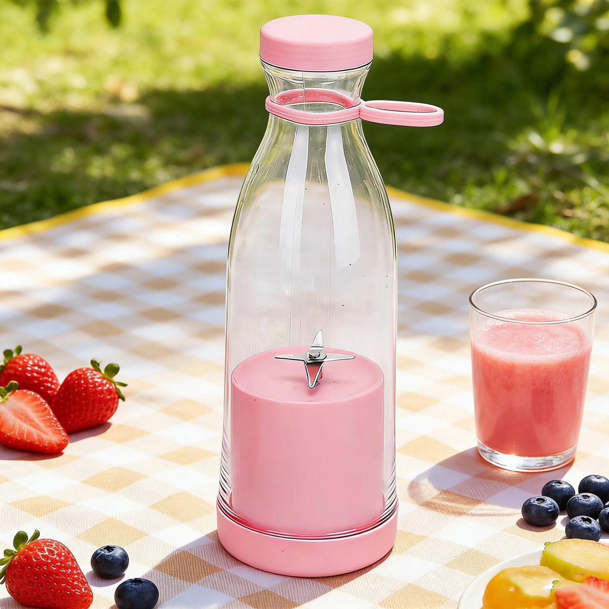 Licuadora Portátil de 6 Cuchillas y 420 ml, con Carga USB, en Forma de Botella de Vino, Mezcladora de Frutas, Mini Licuadora Eléctrica para Uso Diario en la Cocina