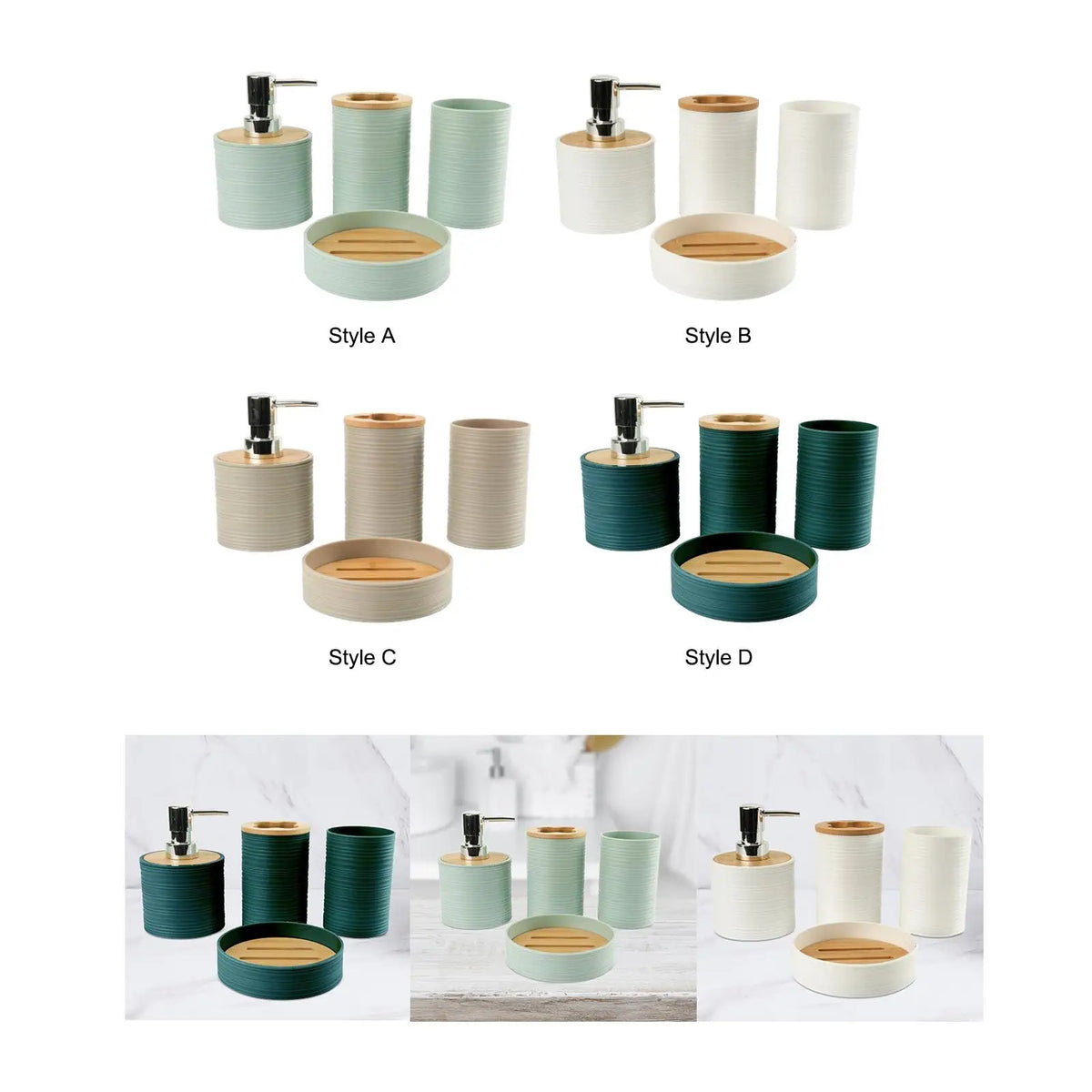 Suministros de baño de bambú para lavado de baño, estante de almacenamiento para el baño, juego de soporte para cepillos de dientes, taza para enjuague bucal, tocador, 4 Uds.