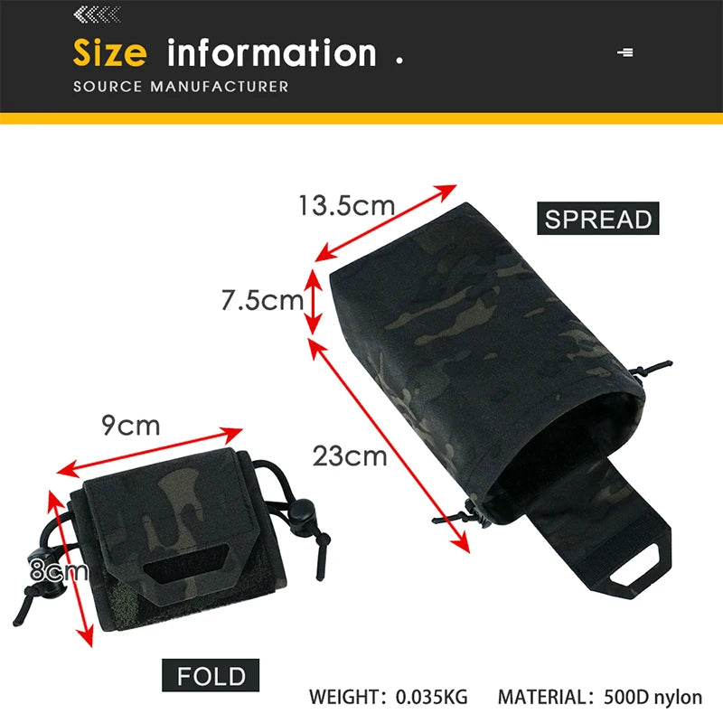Bolsa de basura Molle, Mini bolsa de reciclaje plegable, herramienta de cintura molle, bolsa para artículos diversos, bolsa de utilidad para revista, cinturón Molle, chaleco, mochila
