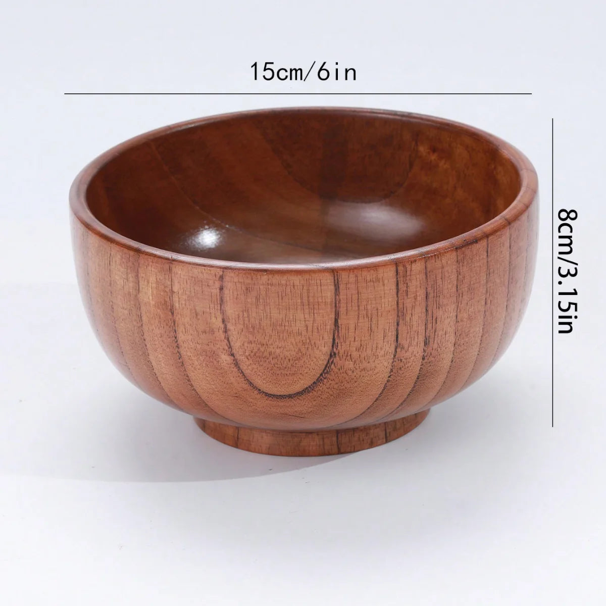 Tazón apilable de madera maciza, disponible en tamaños grande y pequeño, tazón de madera para el hogar para ensalada, arroz, sopa y fideos, 1 unidad