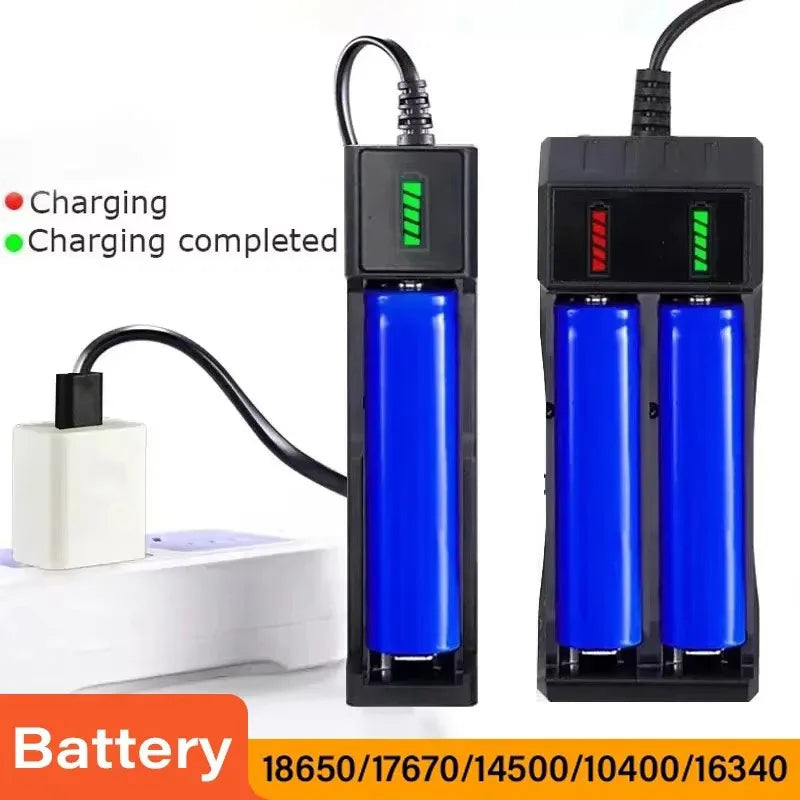 Cargador de batería 18650, 1/2/4 ranuras, carga Dual 18650, batería de litio recargable de 3,7 V, cargador USB para 16340 14500 18650