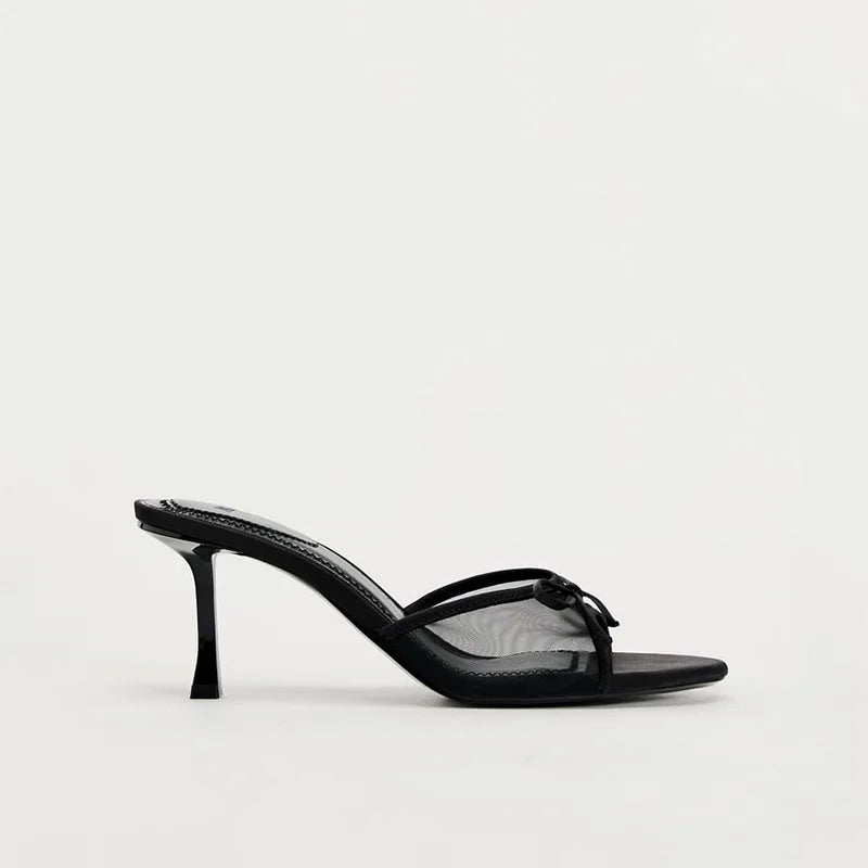 2024 mujeres novedad de verano marca de lujo Sandalias de tacón alto versátiles simples Sandalias de tacón delgado zapatillas