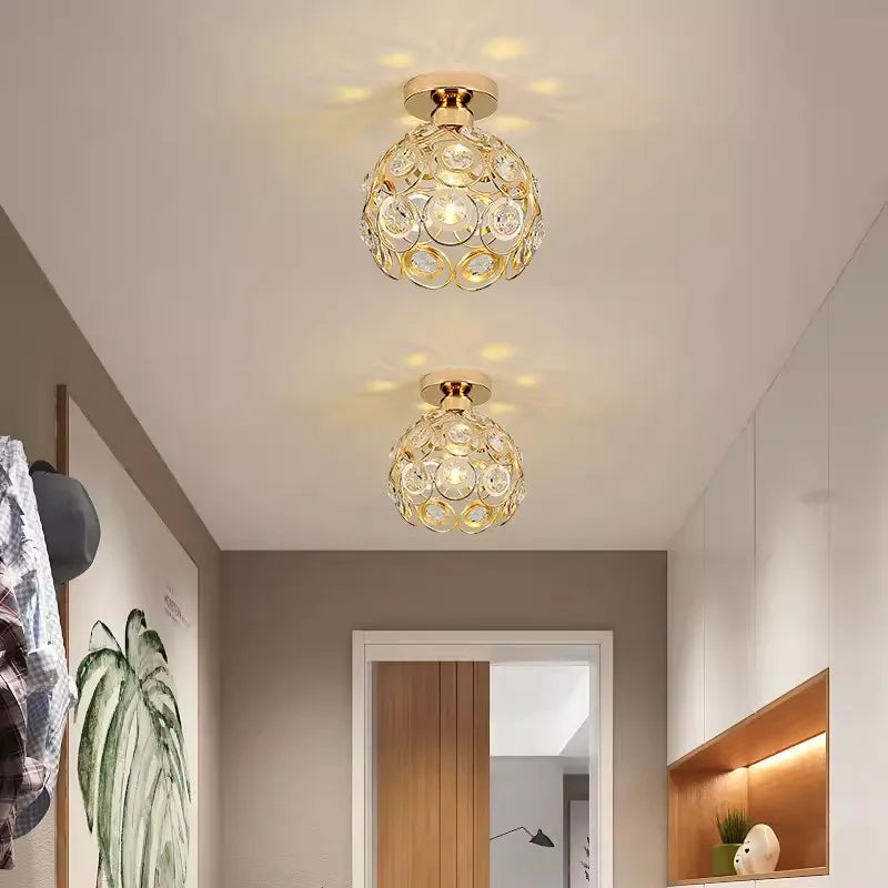 Lámpara Led de cristal para pasillo, balcón, luz de techo, estilo nórdico, personalidad, candelabro pequeño creativo, lámparas de entrada