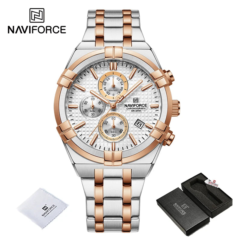 NAVIFORCE relojes originales para hombre, cronógrafo deportivo de cuarzo a la moda, reloj de pulsera para hombre Simple salvaje resistente al agua con pantalla