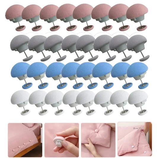 Fijador de sábanas para edredón, funda de cama con forma de seta, pinzas sin deformación, desbloqueo de un botón, 4/8 piezas