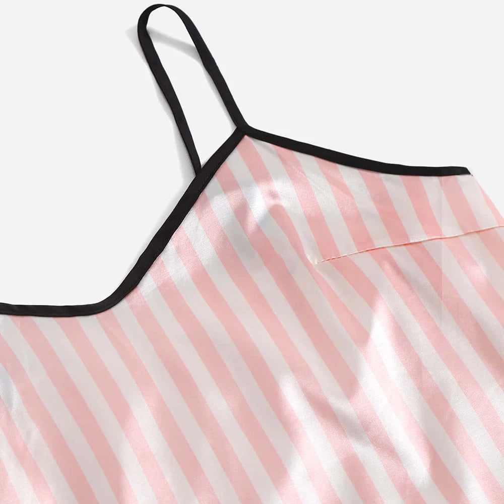 Conjuntos de Pijama Sexy de verano para mujer, Pijamas con patrón de dibujos animados, conjunto de satén sin mangas con tirantes, Pijamas femeninos, ropa de dormir, traje para casa
