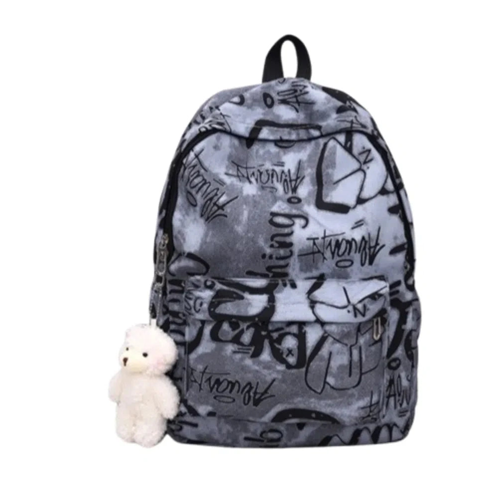 Mochila escolar para estudiantes con grafiti de gran capacidad, mochila informal de moda para mujer, mochilas escolares bonitas de dibujos animados para ir al trabajo en niñas
