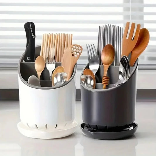Soporte de almacenamiento de plástico, estante de secado de cocina para vajilla, cuchillo, cuchara, tenedor, contenedor de drenaje, organizador, herramienta de mesa, 1 ud.
