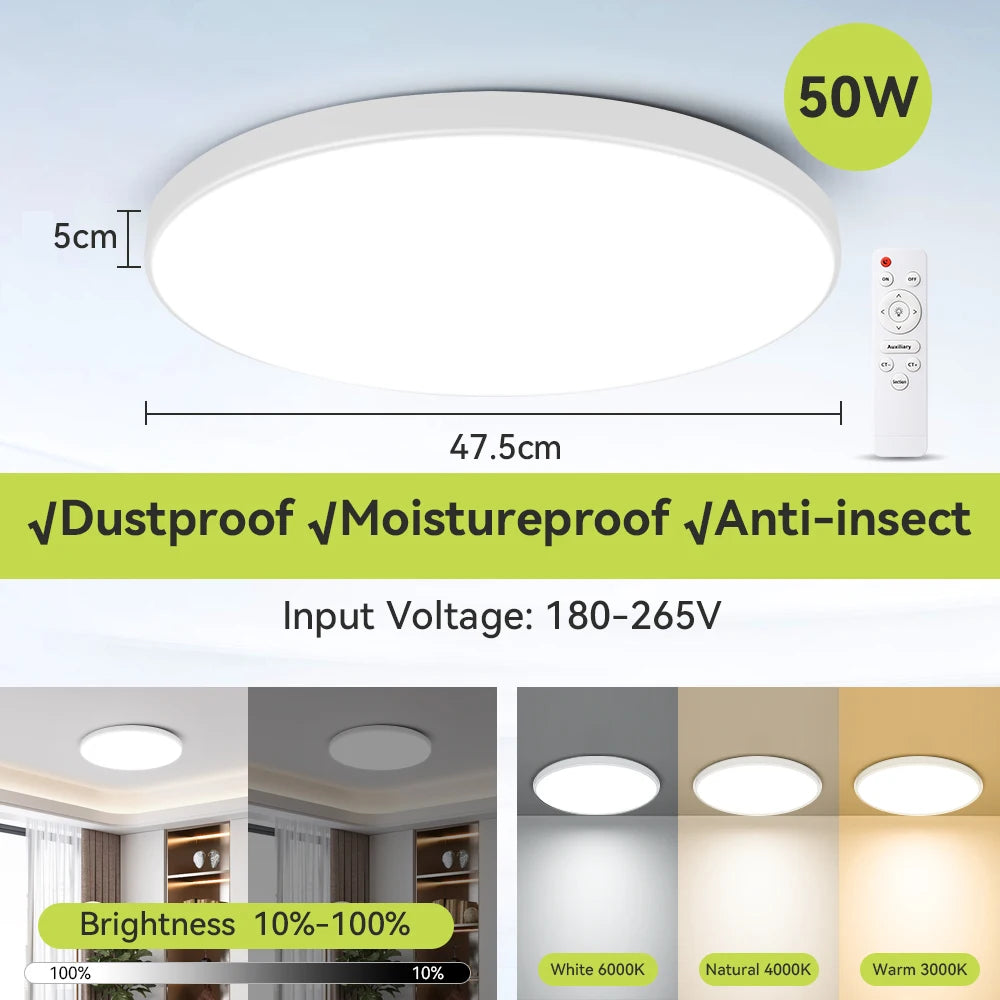 Lámpara de techo con control remoto, lámpara led para dormitorio, lámparas de techo grandes, luces Led con control remoto, luces led regulables
