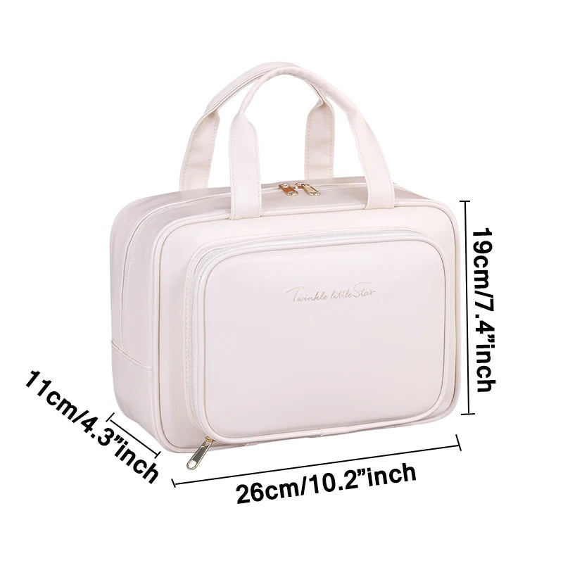 Bolsa de Cosméticos de PU de Gran Capacidad, Organizador de Maquillaje Portátil, Opciones para Viajes y Uso Diario, Almacenamiento de Artículos de Aseo