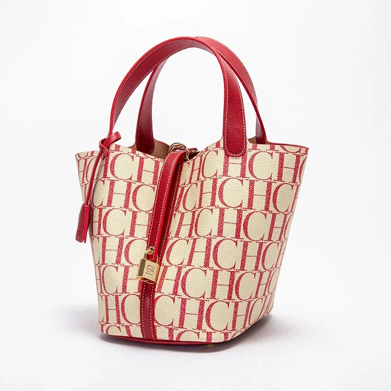 CH-Bolso de viaje para ir al trabajo de gran capacidad, marca de lujo, textura de moda, bolso de hombro con estampado de letras para mujer