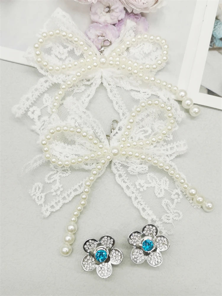 4 Uds. De colgantes de zapatos con pajarita de encaje de estilo barroco, cordones de flores, dijes, hebillas, decoraciones DIY, Clips para zapatos, accesorios