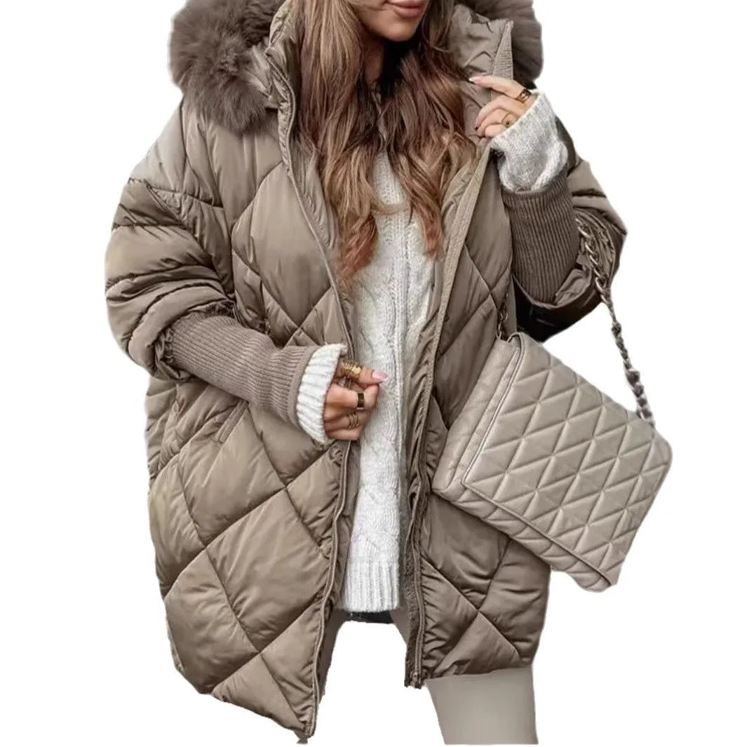 Ropa de Invierno de algodón cálido temperamento con capucha cárdigan con cremallera Color sólido Abrigos Invierno Mujer 2025 Casacos Inverno Feminino