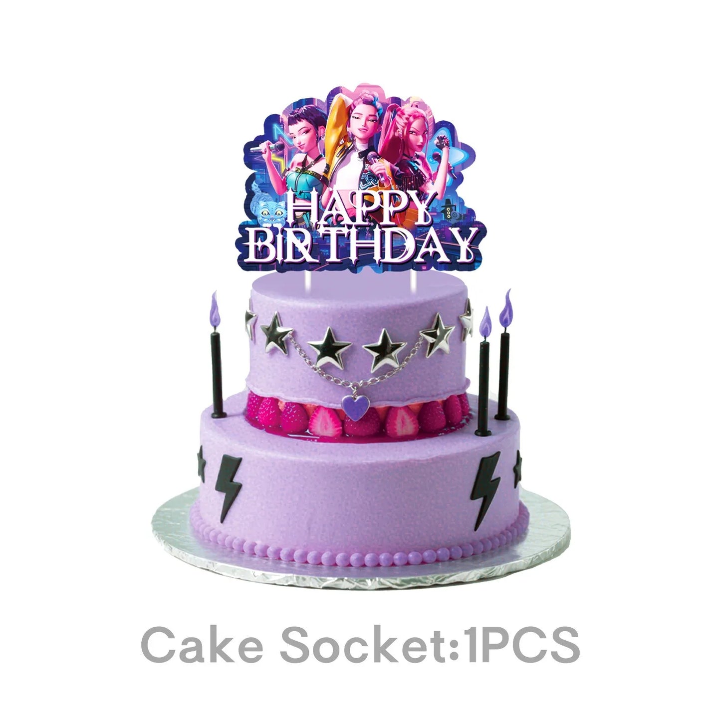 Set de Globos de Aluminio K-Pop para Grupo de Chicas, Números del 1 al 9 y Globos de Estrellas Púrpuras, Adornos para Pastel para Fiestas de Cumpleaños y Accesorios para Fotos