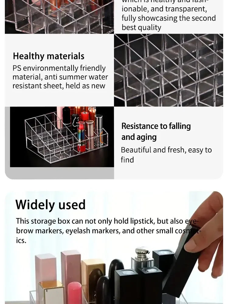 Organizador de Lápices Labiales Transparente para el Hogar, Caja de Almacenamiento de Plástico para Escritorio, Organizador de Cosméticos