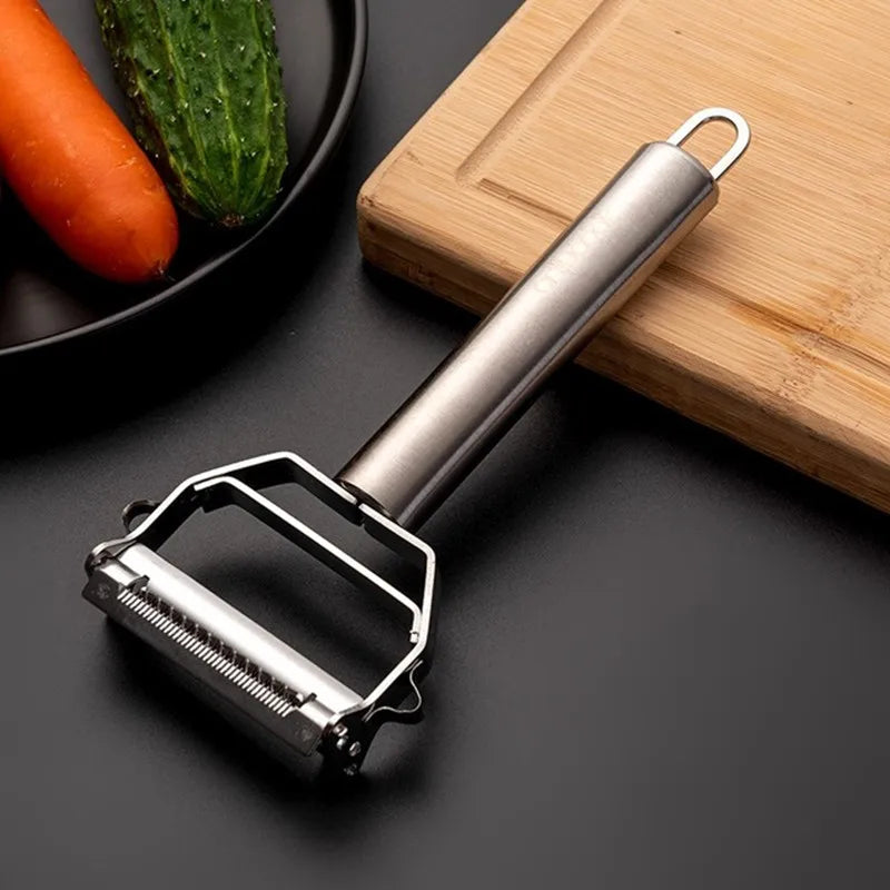 Pelador de verduras de cocina, cepillador de melón de acero inoxidable, pelador de doble cabezal, pelador de frutas y verduras multifunción para el hogar