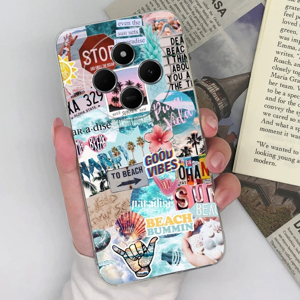 Funda de teléfono para Redmi 14C 4G, cubierta trasera creativa, transparente, suave, delgada, de silicona TPU, a prueba de golpes, protectora para Redmi14C