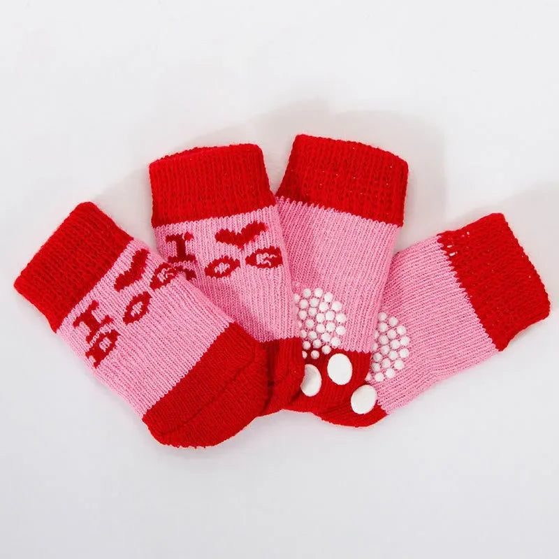 4Pcs/Set Pet Socks Anti Slip Dog Foot Cover Set Teddy Dog Shoes Set 4 Dogs Socks Puppy Socks Dogs Shoes for Small Dogs
