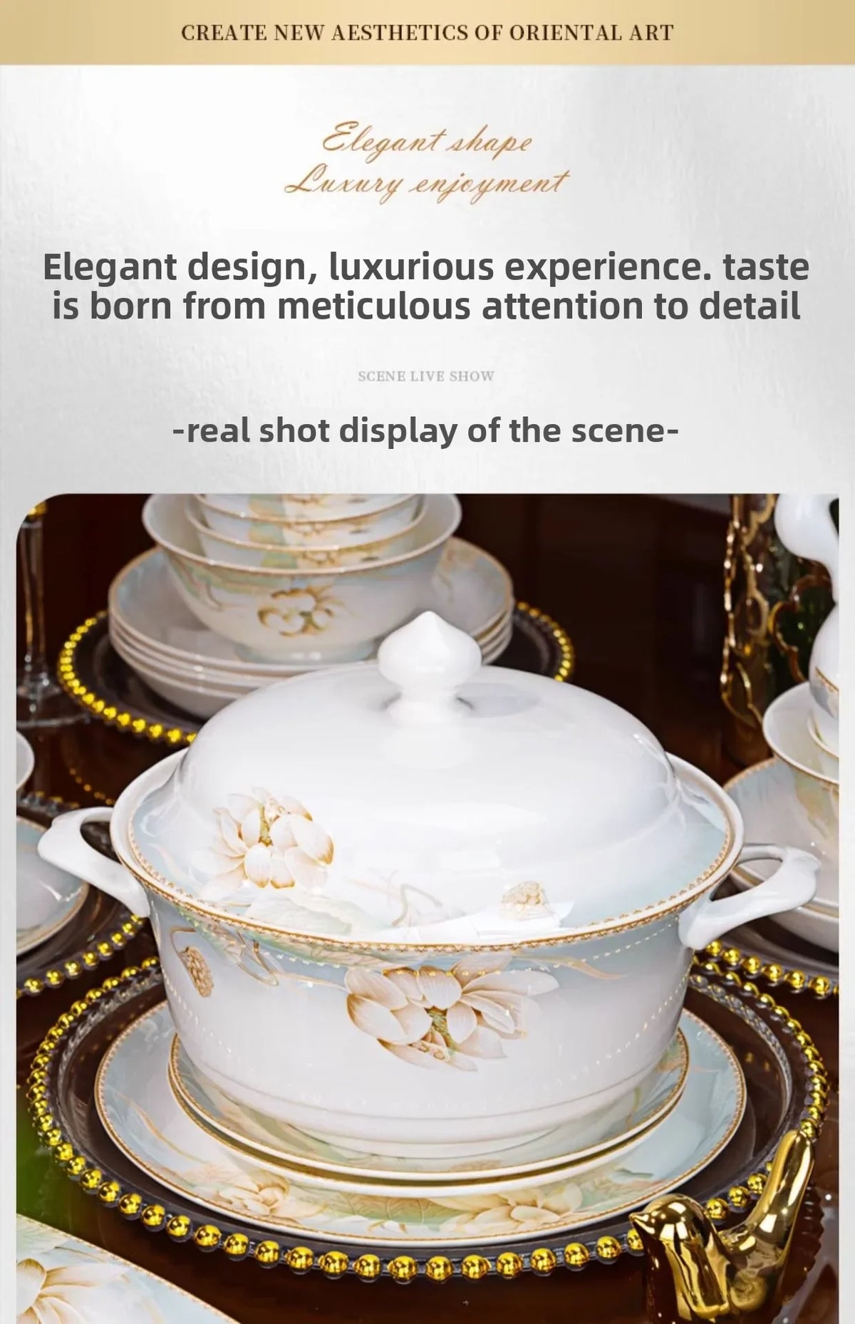 Nuevo juego de vajilla de cerámica estilo chino, juego de regalo para el hogar y eventos empresariales, juego completo de tazones de porcelana fina.