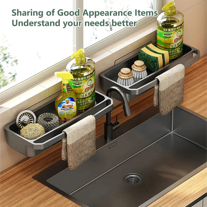 Organizador de fregadero de cocina, escurridor, estante autodrenante, soporte de esponja, grifo de paños de cocina, almacenamiento, escurridor de jabón, accesorios de cocina