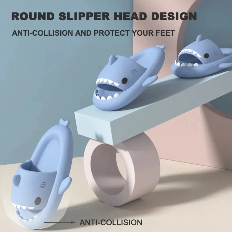 Zapatillas de tiburón para mujer y hombre, sandalias ligeras de EVA para interiores, con aletas extraíbles, chanclas de exterior para la playa