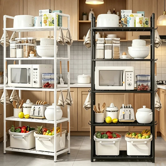 Mehrstöckige Aufbewahrungsregale für die Küche, entworfen mit 4/5 Ebenen, ideal zur Aufbewahrung in Küche, Schlafzimmer und Bad