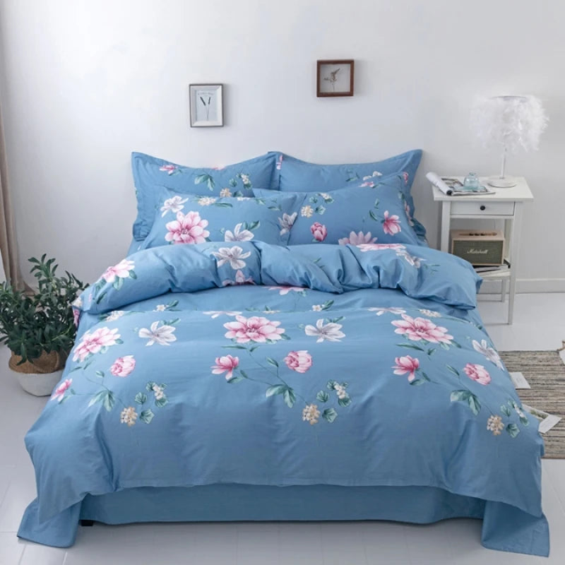 Juego de fundas de edredón 100% de algodón, ropa de cama con estampado de flores, suave y agradable para la piel, 1 unidad, 2 fundas de almohada, 3 unidades