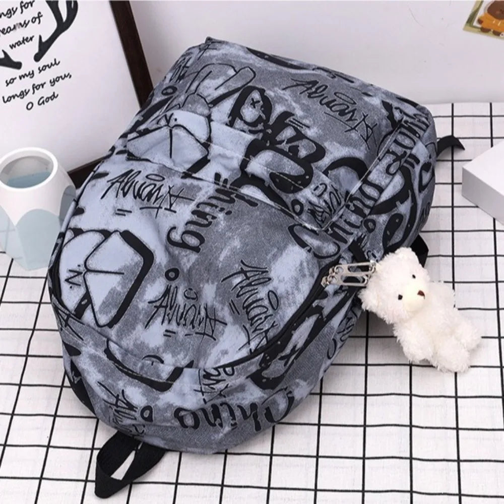 Mochila escolar para estudiantes con grafiti de gran capacidad, mochila informal de moda para mujer, mochilas escolares bonitas de dibujos animados para ir al trabajo en niñas