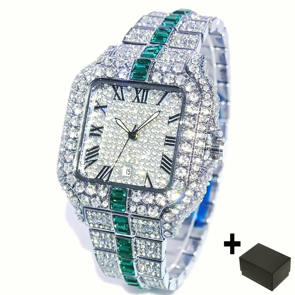 Reloj de pulsera de cuarzo cuadrado para hombre, joyería ostentosa de Hip Hop, marca UNIGUET, joyería ostentosa, moda novedosa, envío directo