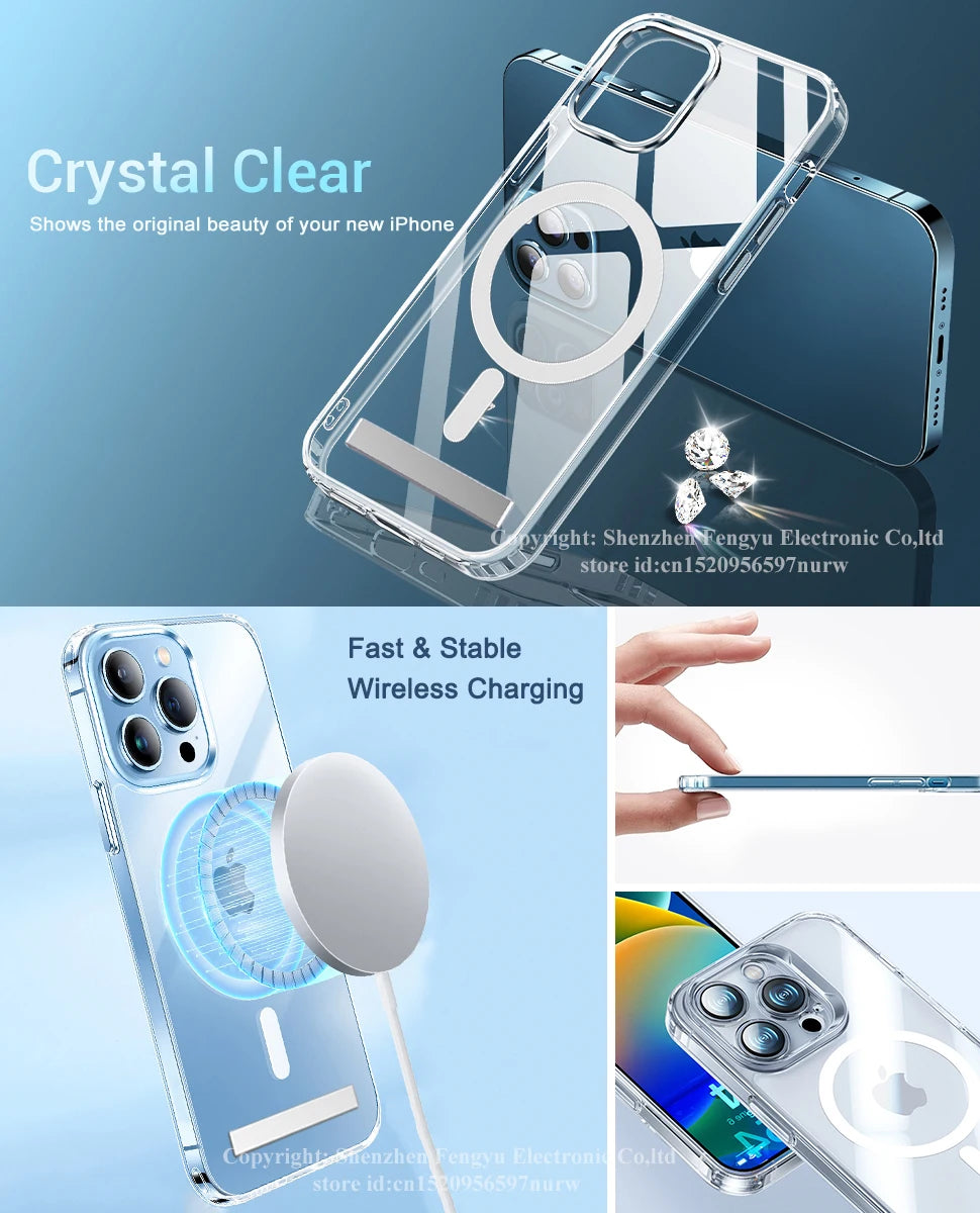Funda de teléfono con soporte magnético para iPhone 17 16 15 14 Pro Max Plus 12 13 Mini 11 fundas móviles con soporte contraportada a prueba de golpes